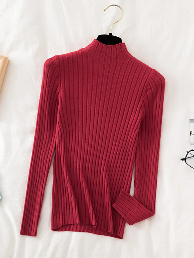 Pullover Ribbed Knitted Sweater Long Sleeve