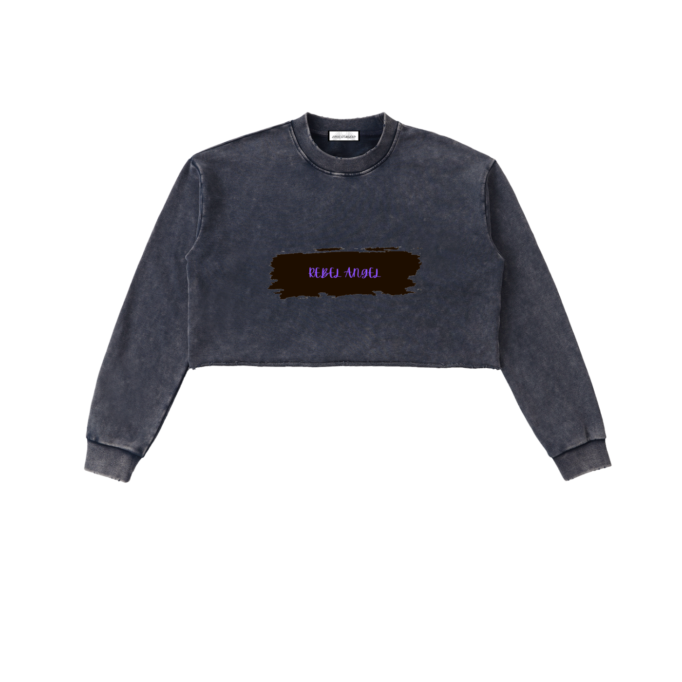 Snow Washed Raw Edge Cropped Sweatshirt
