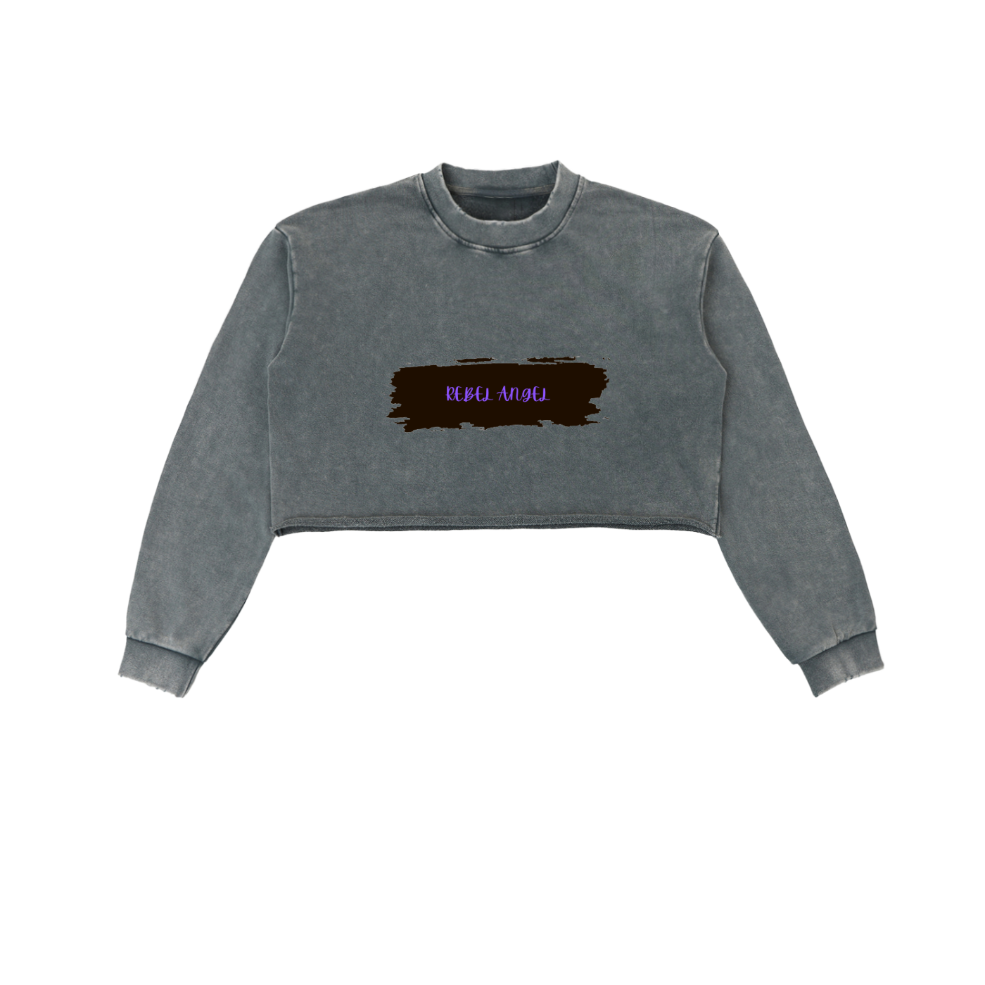 Snow Washed Raw Edge Cropped Sweatshirt