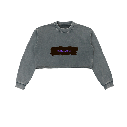 Snow Washed Raw Edge Cropped Sweatshirt