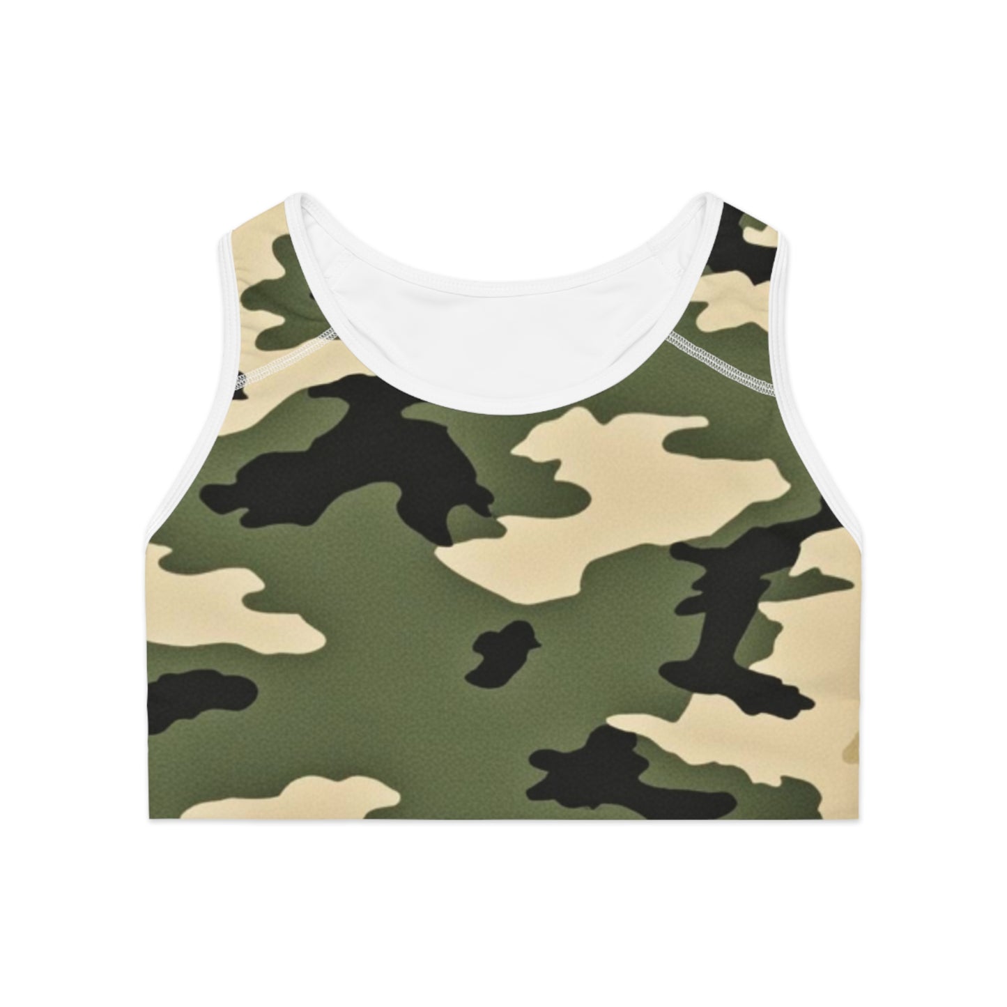 Camo Print Sports Bra — Women’s Seamless Racerback Activewear