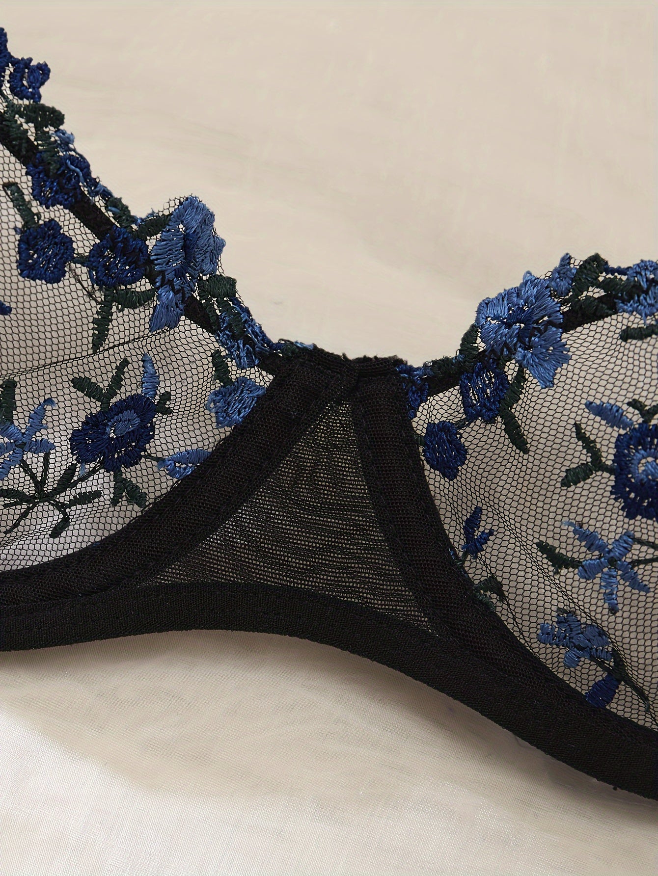 3 Sets Solid Floral Embroidery Sexy Lingerie Set