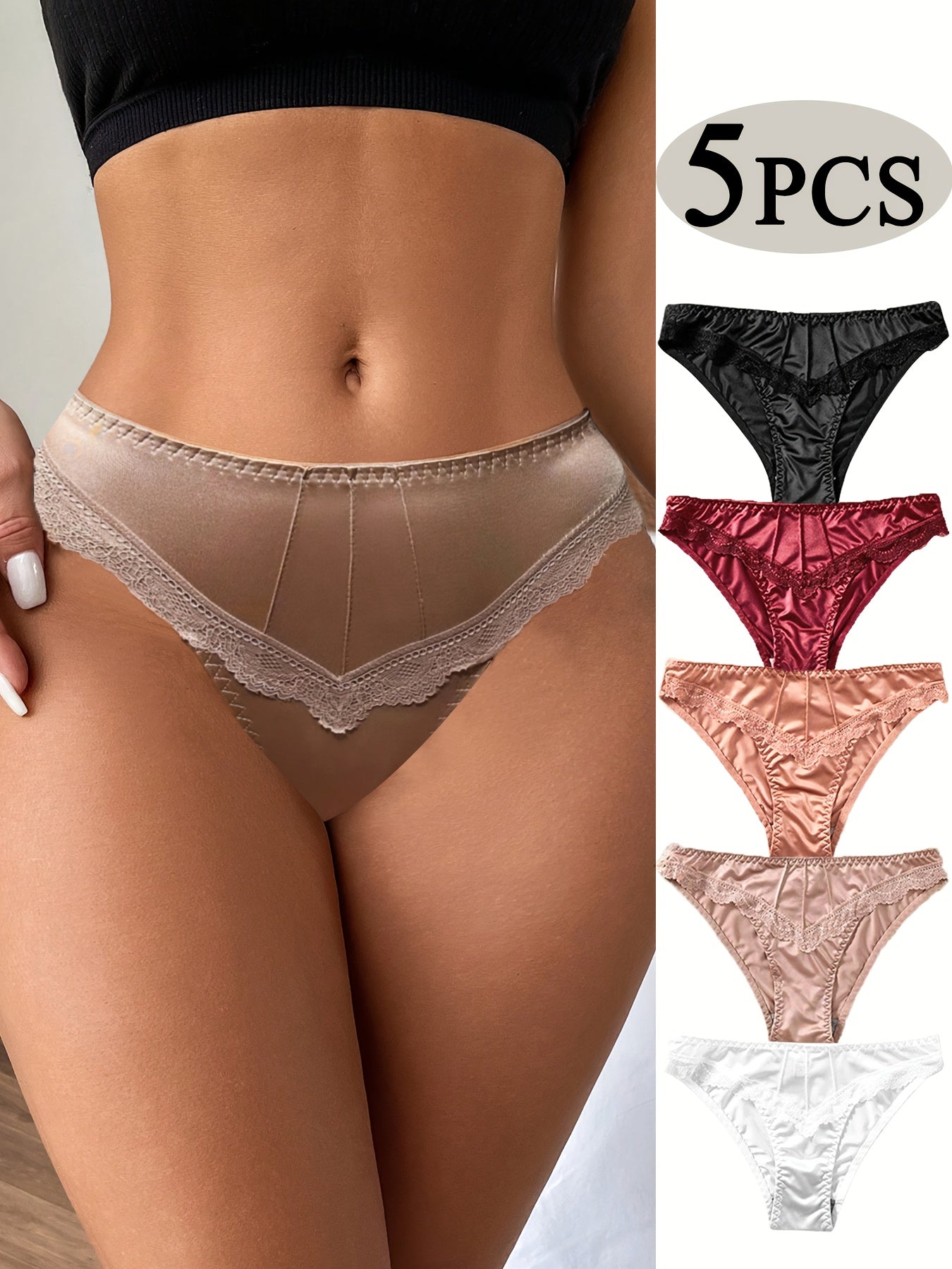 5  Panties  Luxury Satin Mid-Rise