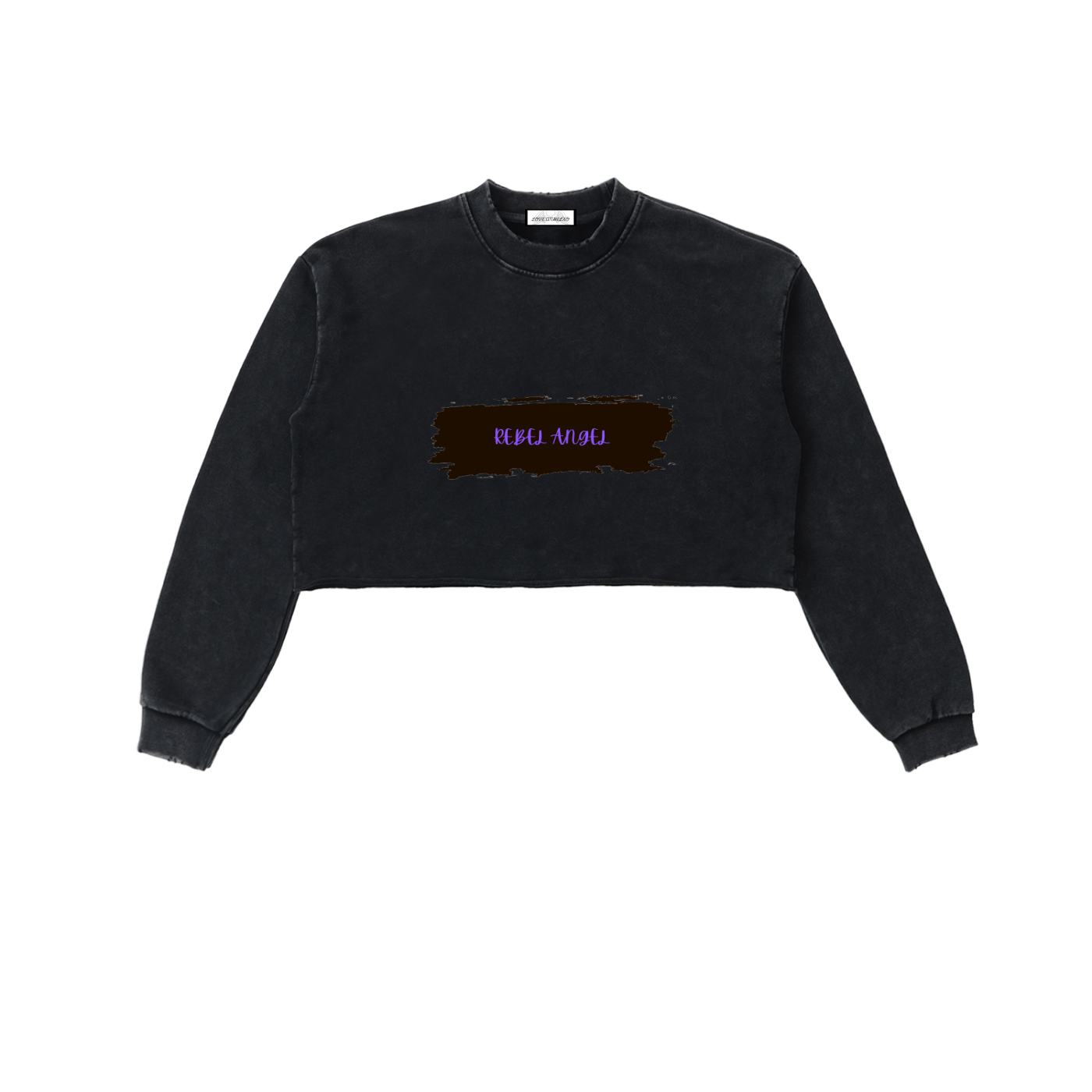 Snow Washed Raw Edge Cropped Sweatshirt