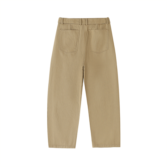Belted Barrel-leg Chino Pants