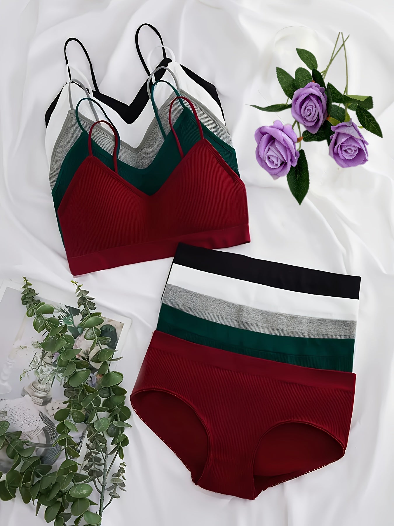 [Seamless Bra/Panty Set] 5pcs Combination Seamless Bra - Comy & Beautiful