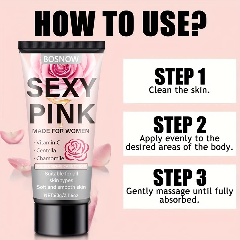 Sexy Pink Intimate Moisturizing Cream for Women - Vitamin C, Centella Asiatica & Chamomile Extract, Natural & Gentle Hydration, Brightens & Rose Scent