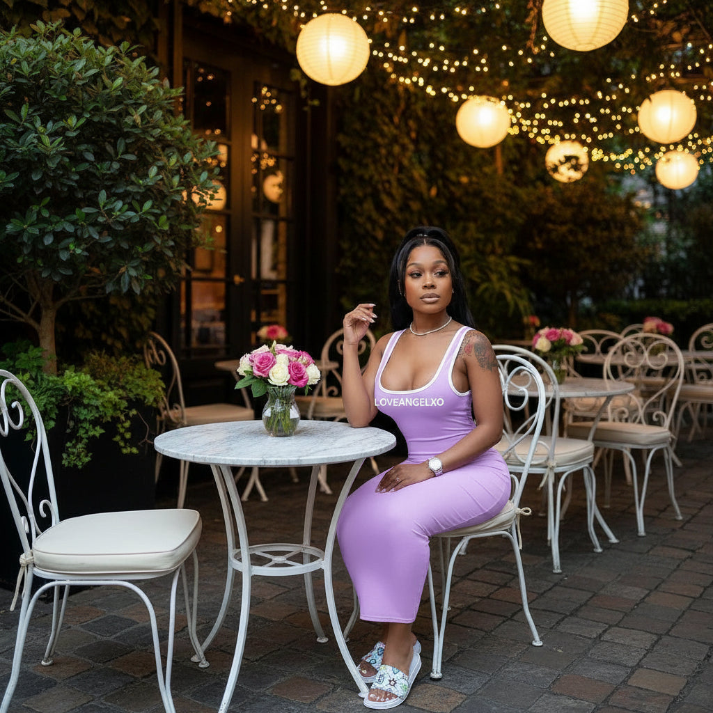 Long Maxi Halter Strappy Dress with LOVEANGELXO logo