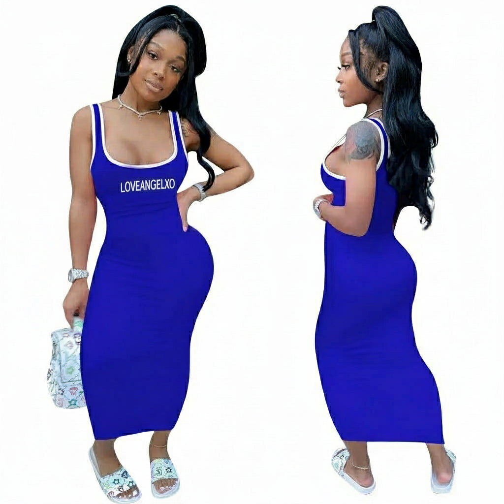 Long Maxi Halter Strappy Dress with LOVEANGELXO logo