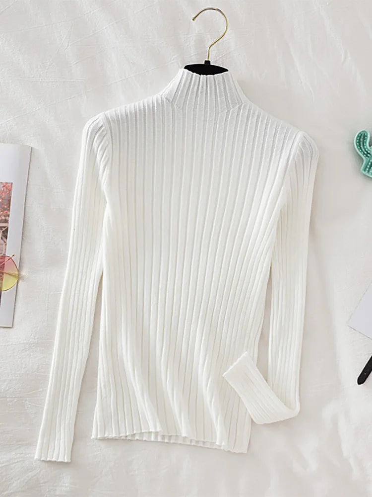 Pullover Ribbed Knitted Sweater Long Sleeve