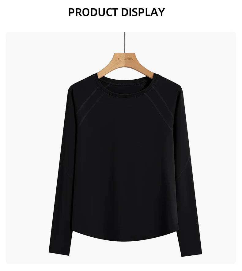 Long Sleeve Yoga  Shirt  Side Tie Split