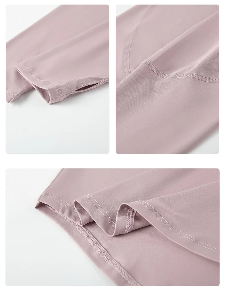 Long Sleeve Yoga  Shirt  Side Tie Split