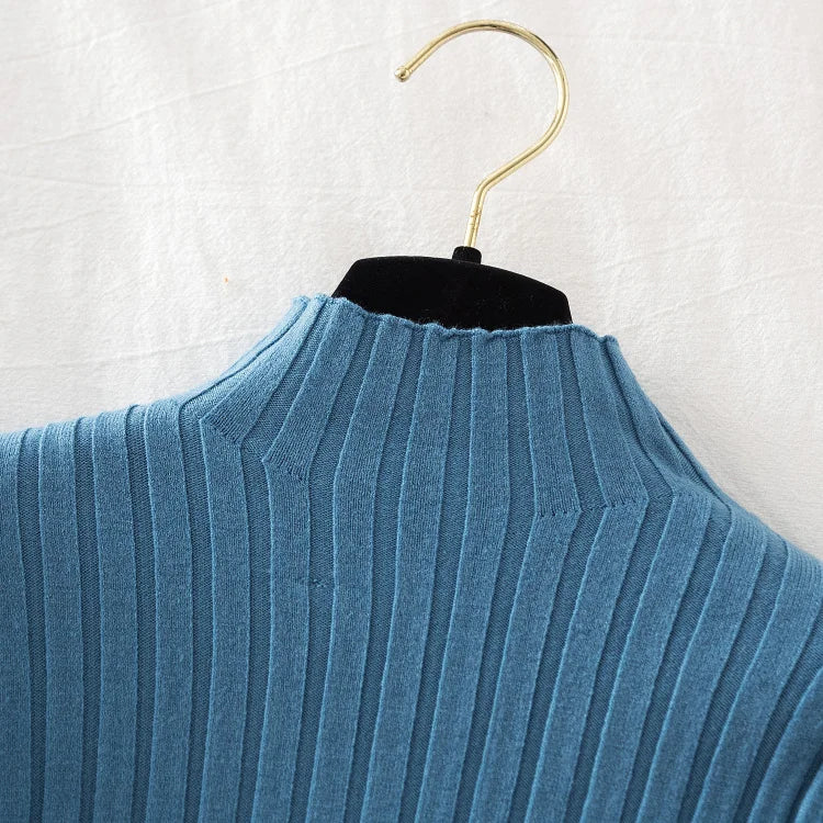 Pullover Ribbed Knitted Sweater Long Sleeve