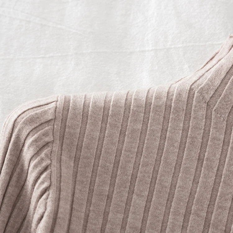 Pullover Ribbed Knitted Sweater Long Sleeve