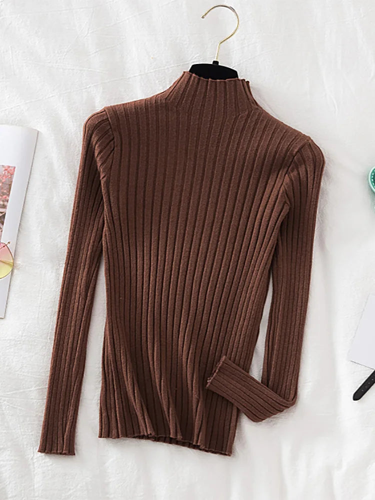 Pullover Ribbed Knitted Sweater Long Sleeve