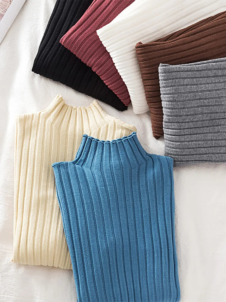 Pullover Ribbed Knitted Sweater Long Sleeve