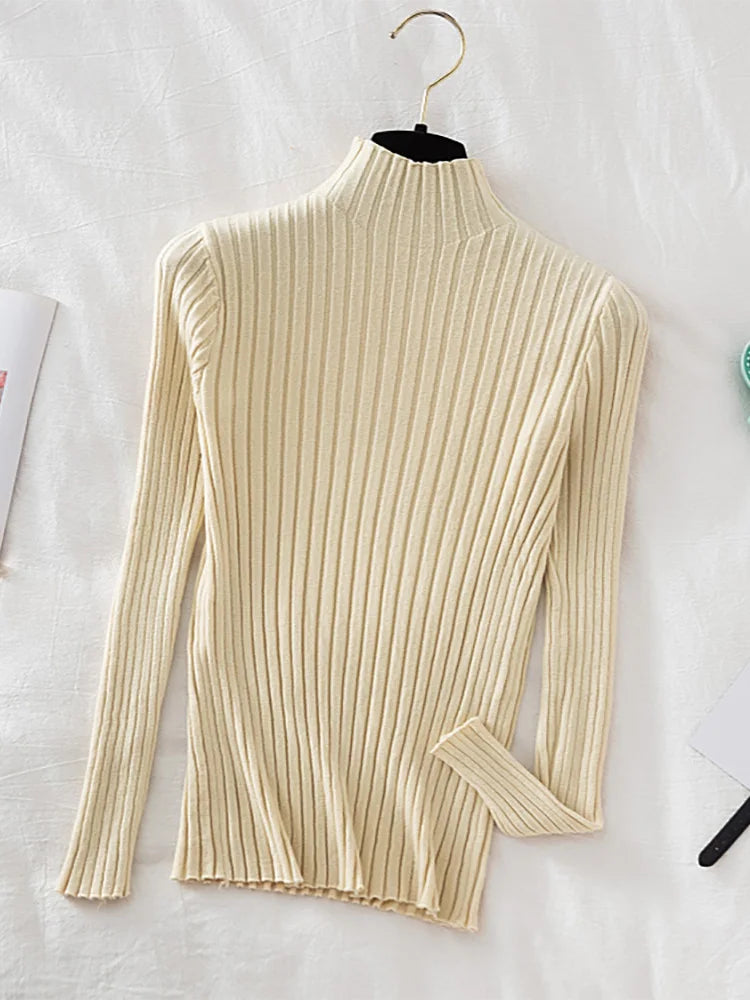 Pullover Ribbed Knitted Sweater Long Sleeve