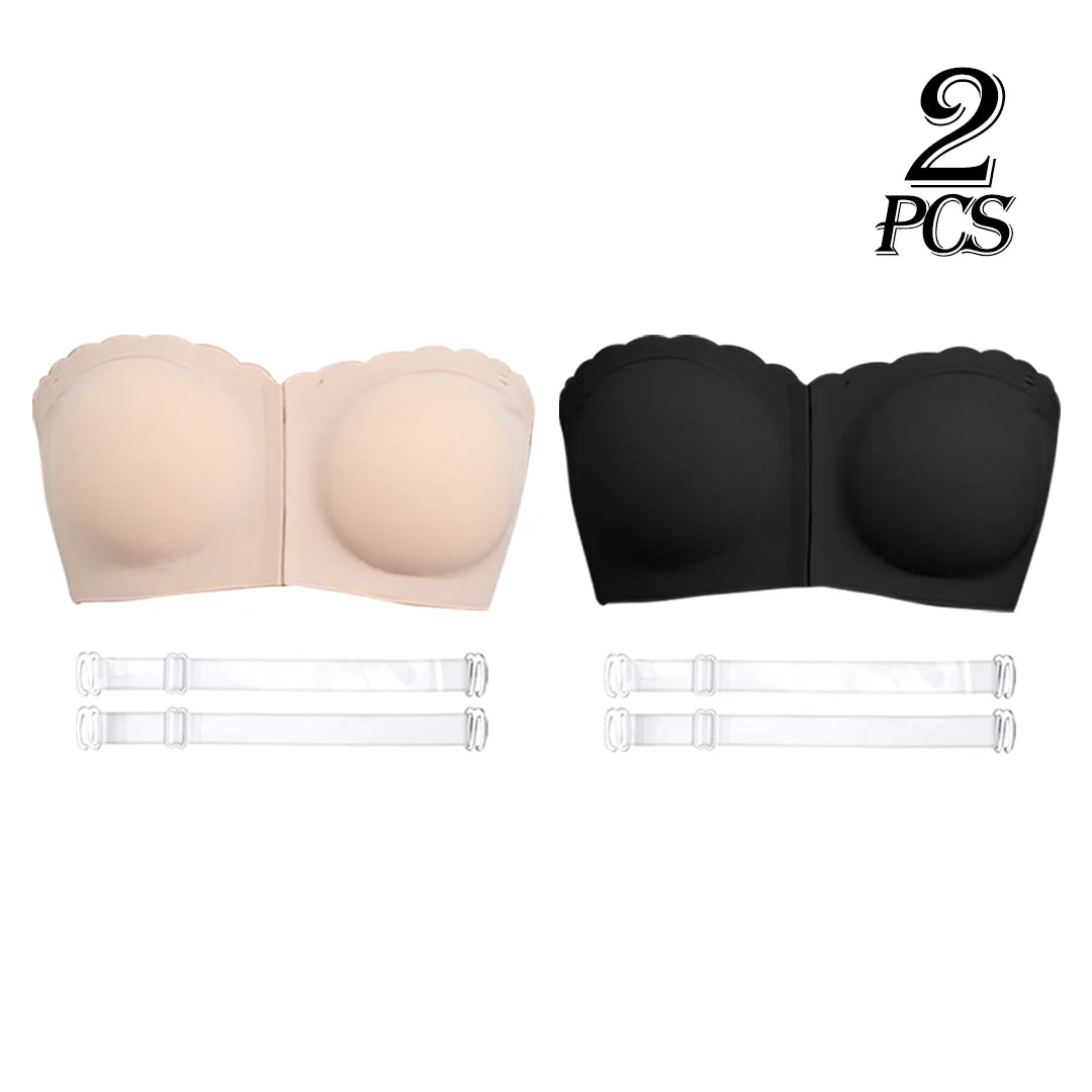 Wireless Strapless,  Bandeau Bra  S-XL(includes clear straps)