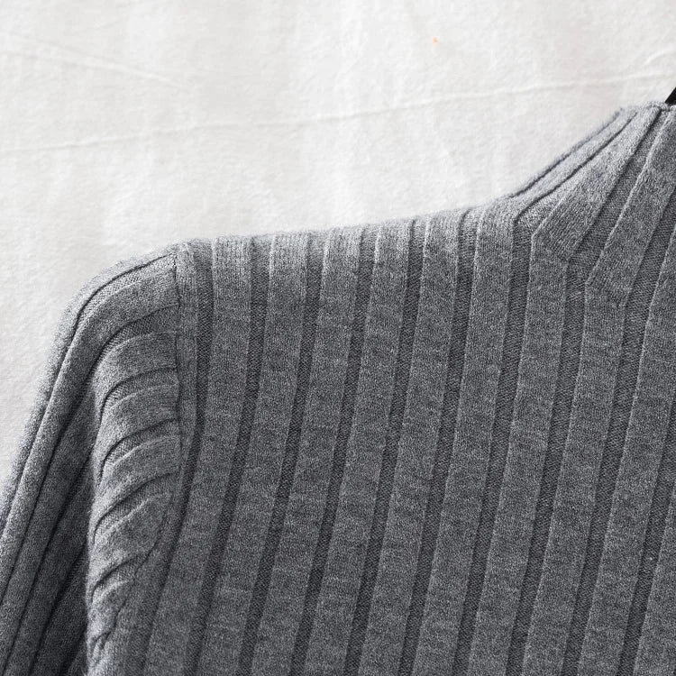 Pullover Ribbed Knitted Sweater Long Sleeve