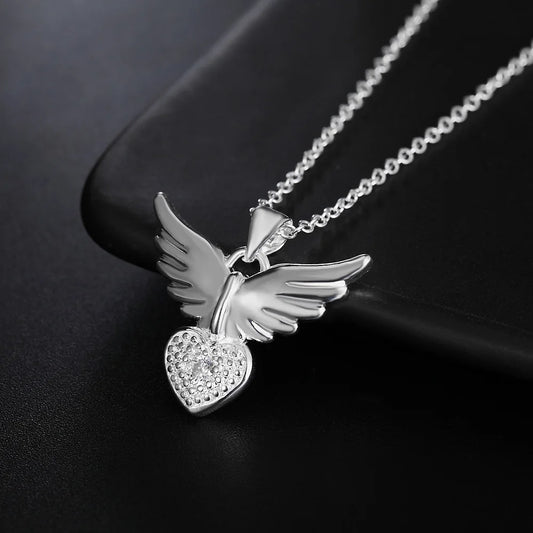 925 Sterling Silver 18 Inches Angel Wing Necklaces