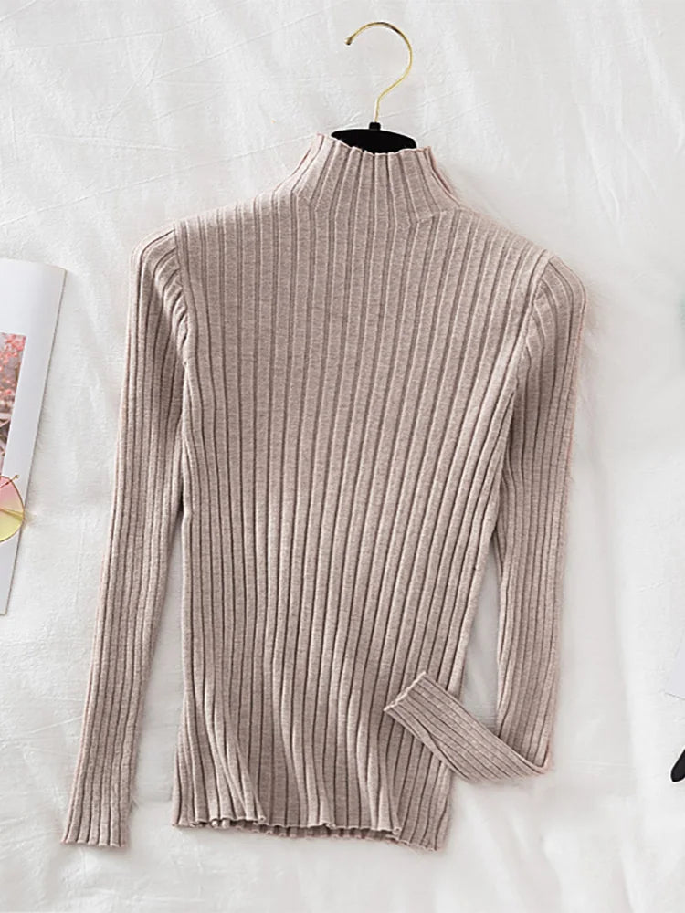Pullover Ribbed Knitted Sweater Long Sleeve