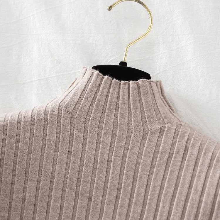 Pullover Ribbed Knitted Sweater Long Sleeve