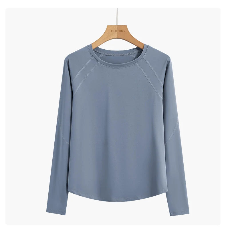 Long Sleeve Yoga  Shirt  Side Tie Split