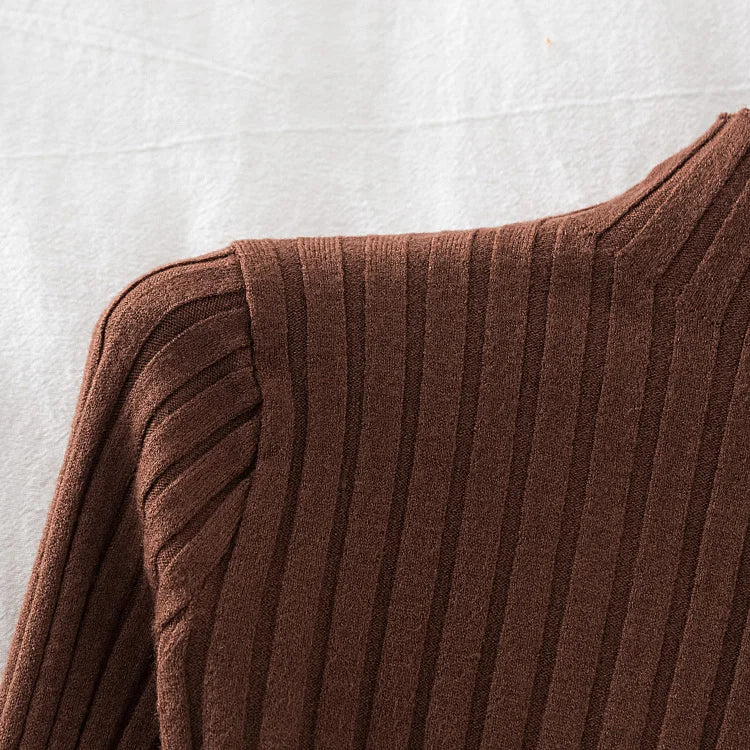 Pullover Ribbed Knitted Sweater Long Sleeve