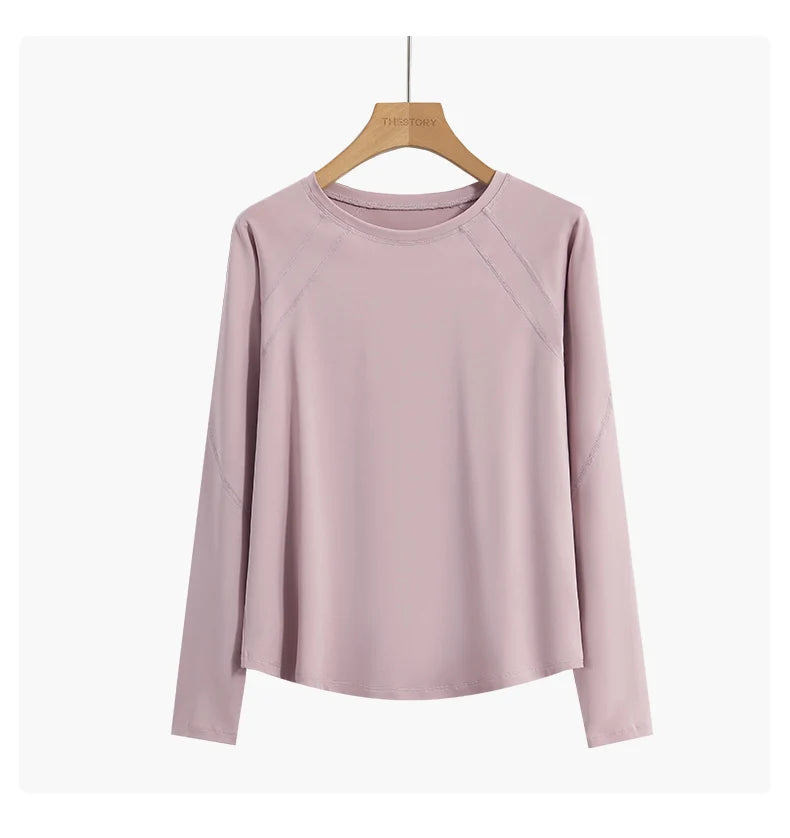 Long Sleeve Yoga  Shirt  Side Tie Split