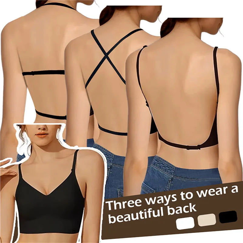 Deep U Plunge Backless Bra