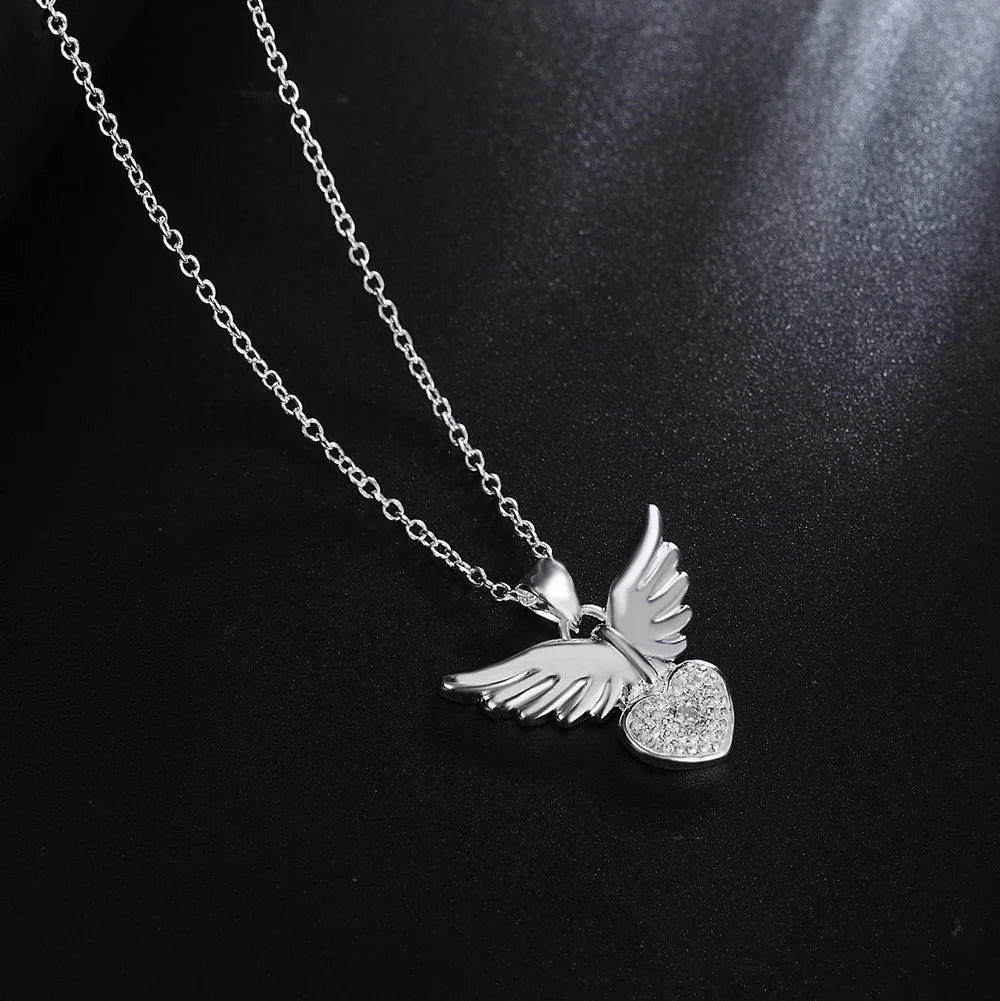 925 Sterling Silver 18 Inches Angel Wing Necklaces
