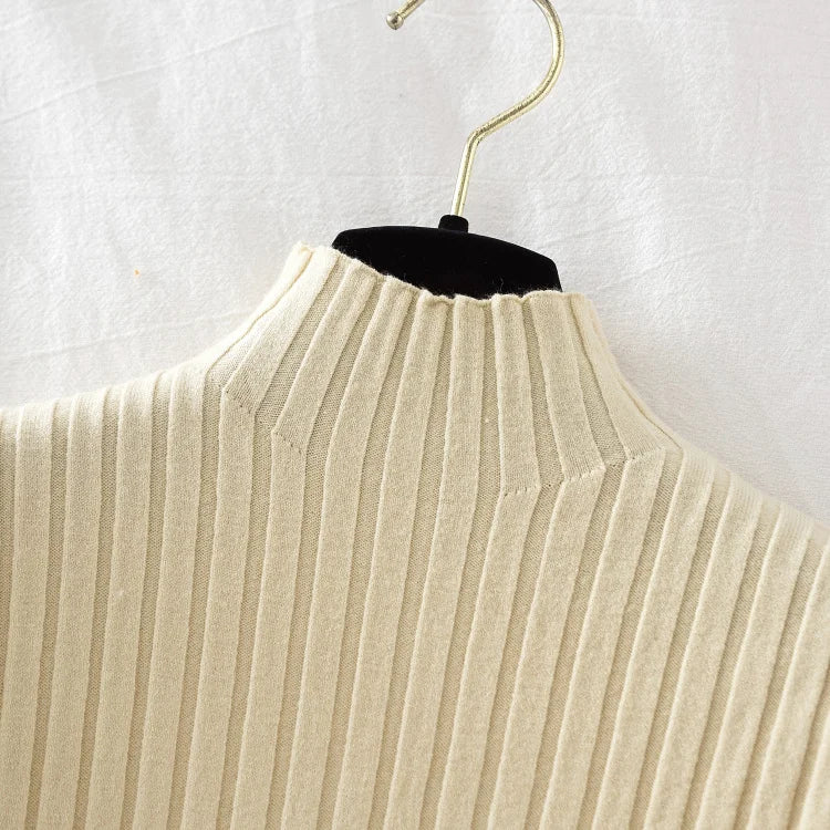 Pullover Ribbed Knitted Sweater Long Sleeve