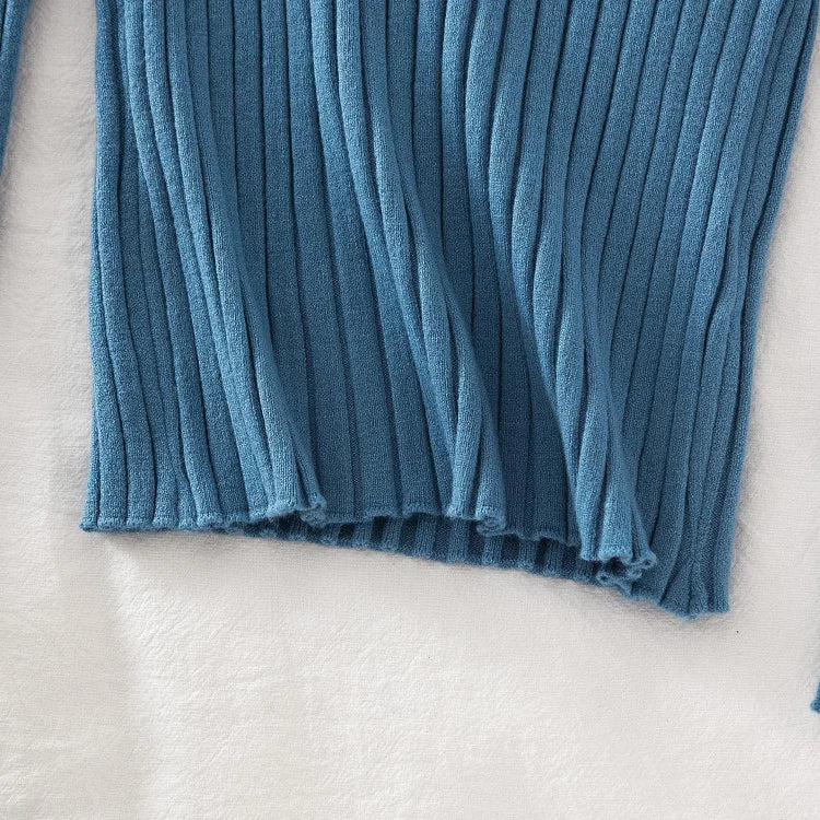 Pullover Ribbed Knitted Sweater Long Sleeve