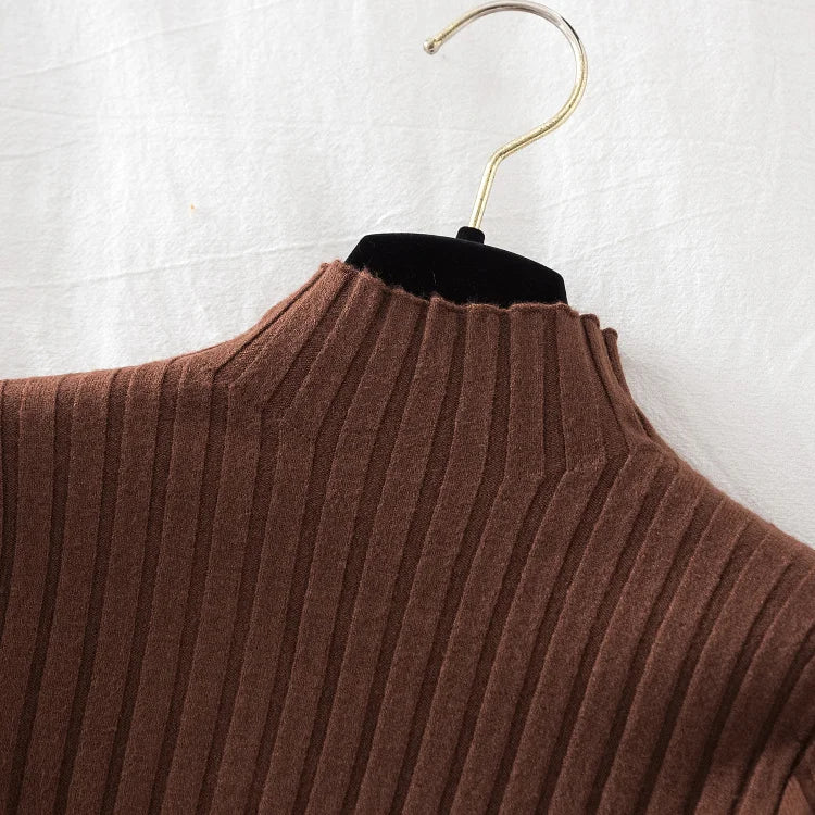 Pullover Ribbed Knitted Sweater Long Sleeve