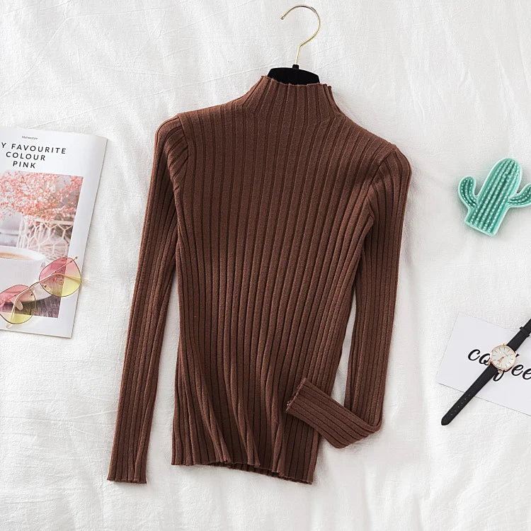 Pullover Ribbed Knitted Sweater Long Sleeve