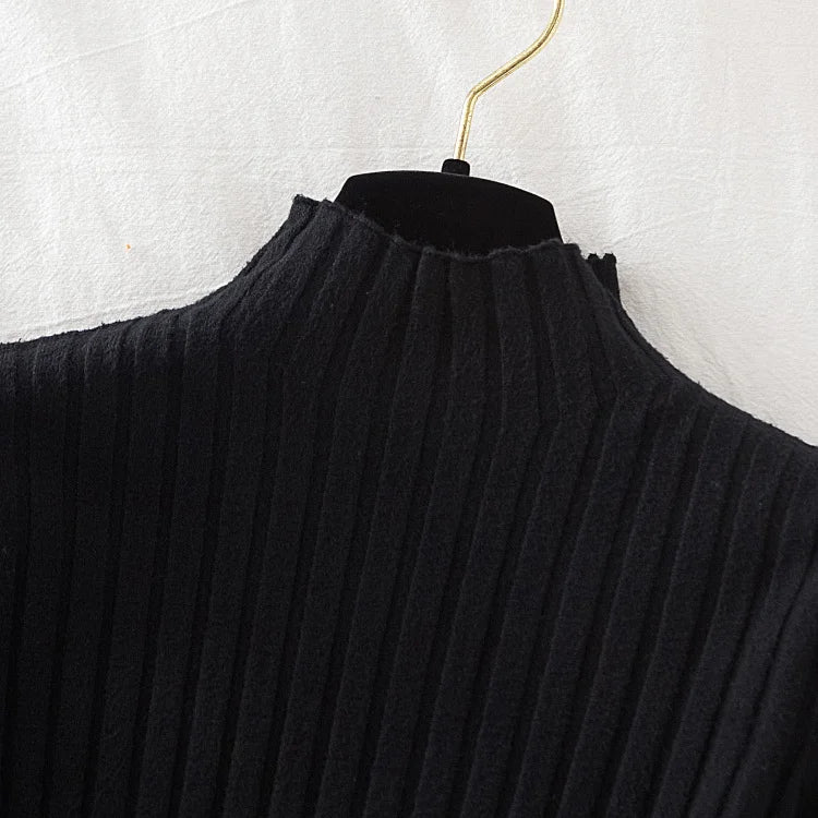 Pullover Ribbed Knitted Sweater Long Sleeve