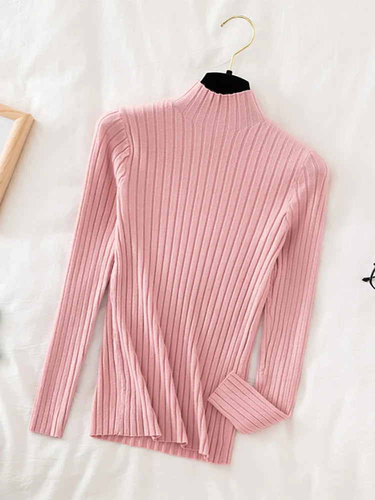 Pullover Ribbed Knitted Sweater Long Sleeve
