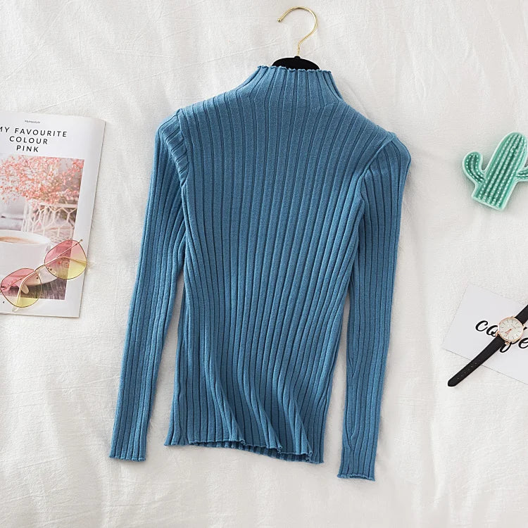 Pullover Ribbed Knitted Sweater Long Sleeve
