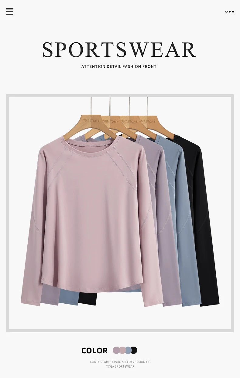 Long Sleeve Yoga  Shirt  Side Tie Split