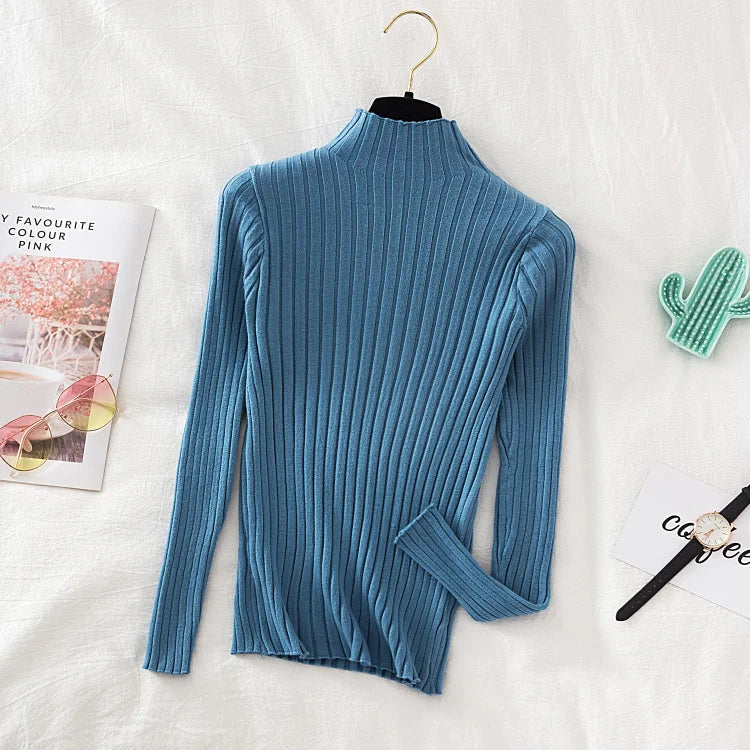 Pullover Ribbed Knitted Sweater Long Sleeve