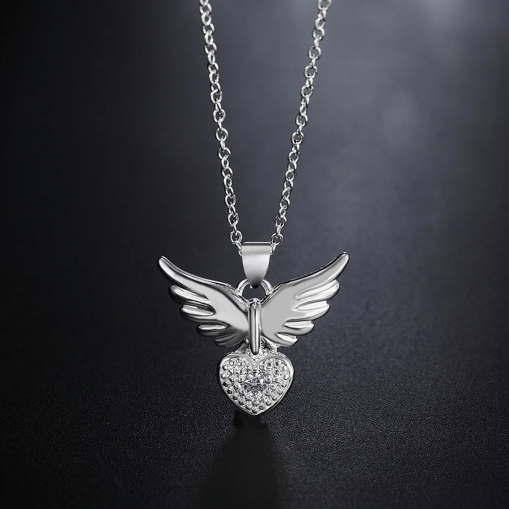 925 Sterling Silver 18 Inches Angel Wing Necklaces