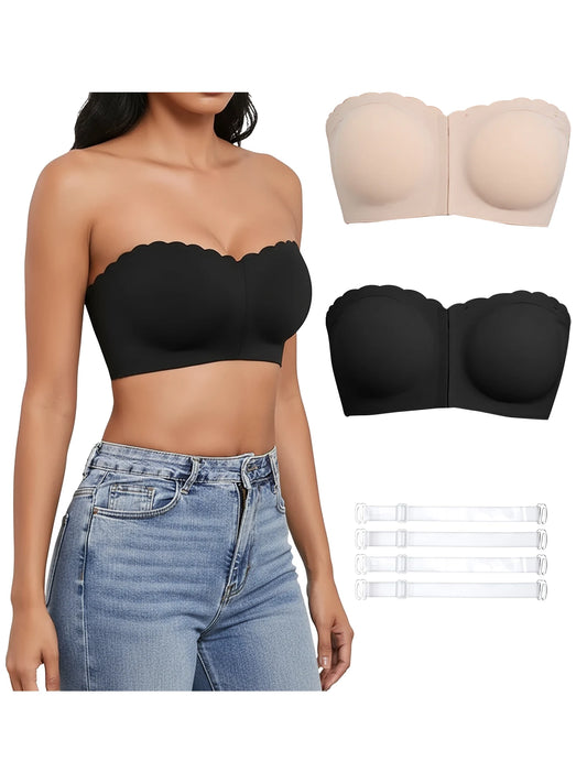 Wireless Strapless,  Bandeau Bra  S-XL(includes clear straps)