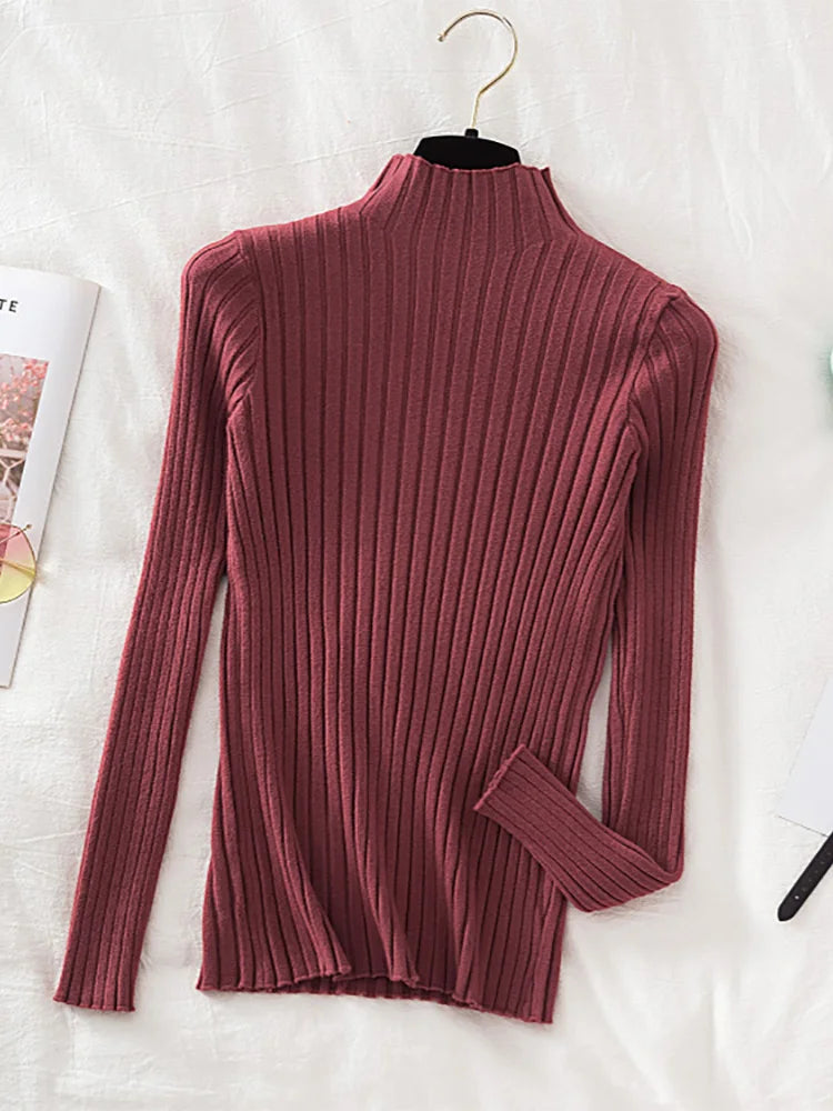 Pullover Ribbed Knitted Sweater Long Sleeve