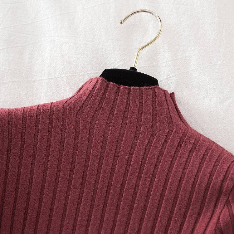 Pullover Ribbed Knitted Sweater Long Sleeve