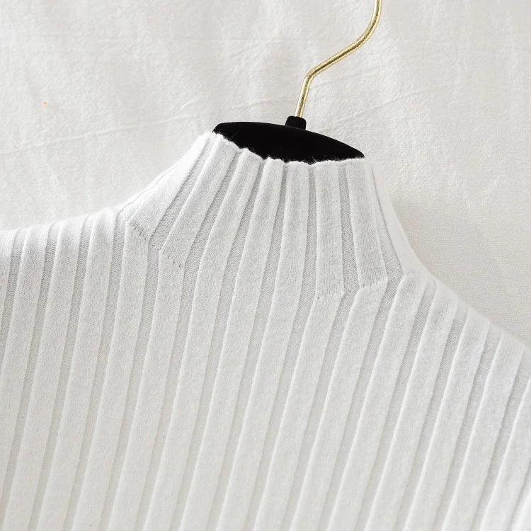 Pullover Ribbed Knitted Sweater Long Sleeve