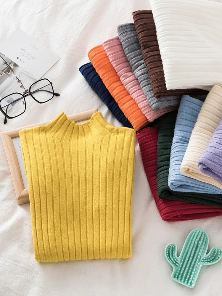 Pullover Ribbed Knitted Sweater Long Sleeve