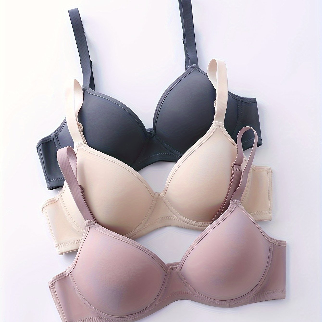 3pcs Comfy Seamless Push Up Bra