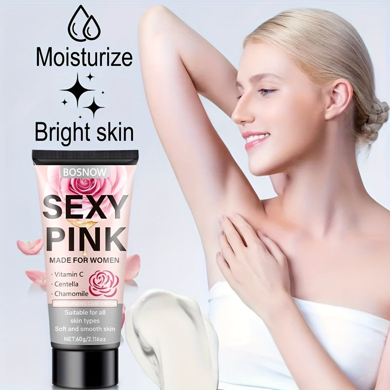 Sexy Pink Intimate Moisturizing Cream for Women - Vitamin C, Centella Asiatica & Chamomile Extract, Natural & Gentle Hydration, Brightens & Rose Scent