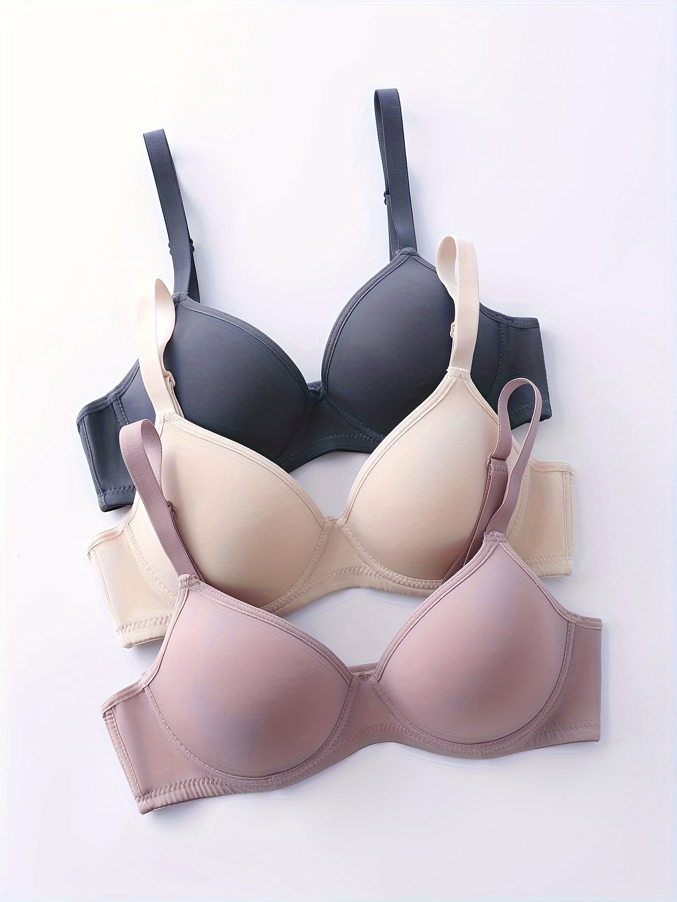 3pcs Comfy Seamless Push Up Bra