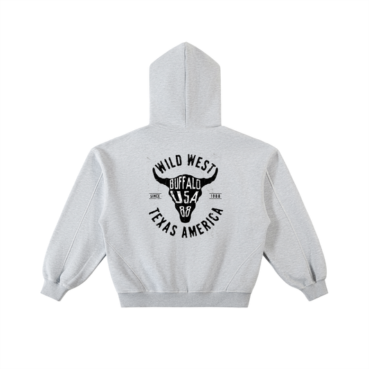 Contrast-Stitched Boxy Fleece Hoodie